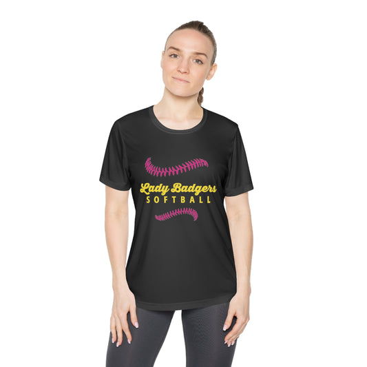 Women’s Dri-Fit Tee (Lady Badgers Pink Softball)